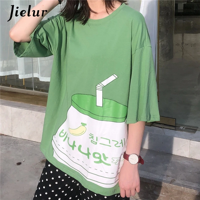 Женская футболка с коротким рукавом Jielur розовая круглым вырезом и