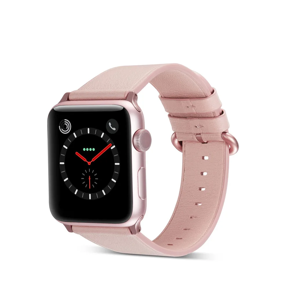 Ремешок кожаный для Apple Watch Band 38 мм 42 40 44 классический браслет с цветной пряжкой