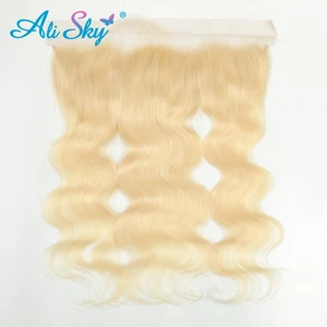 Бразильские волосы AliSky, человеческие волосы, hd-кружево, фронтальная волна, 13x4, фронтальная кружевная застежка, 100% человеческие волосы, 613 застежка, блондинка