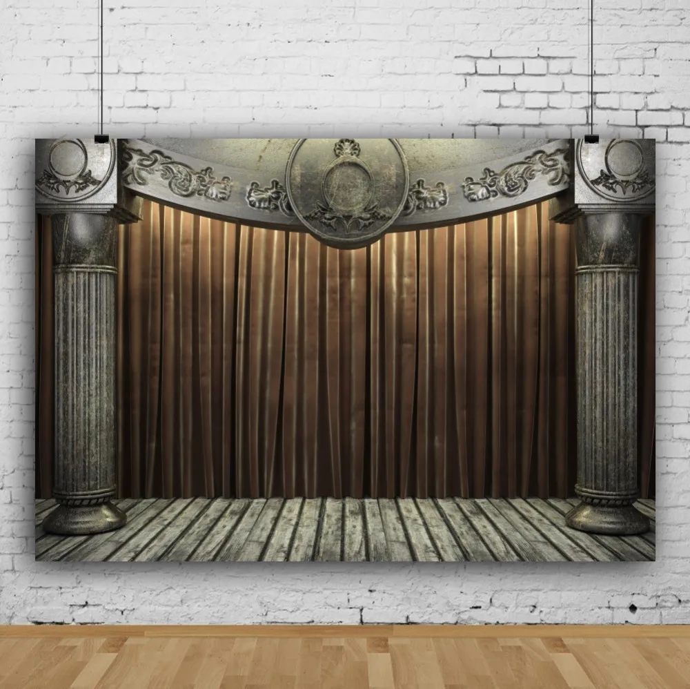 Laeacco Pillar Arch Curtain Planks Floor Stage Scene Baby Shower Photography Backdrops Photographic Backgrounds For Photo Studio |