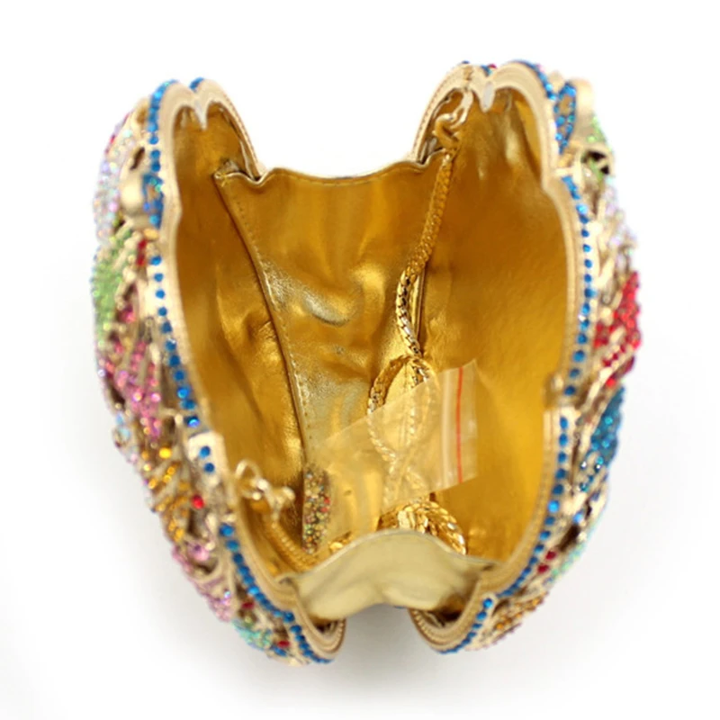 

Fashion Wedding Party Clutch Purse Women Crystal Red Evening Bags Clutches Hollow Out Ladies Ball Handbags Metal Shoulder Bag