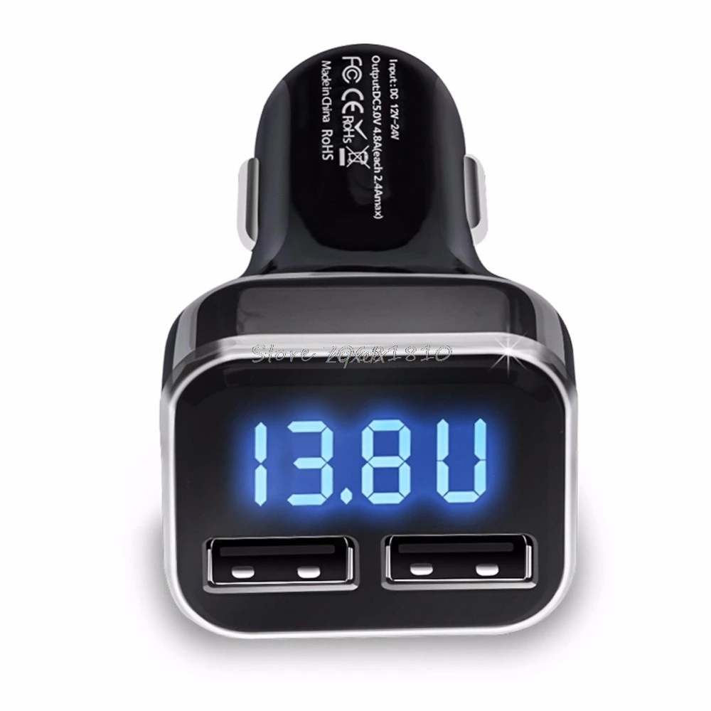 SIV 4.8A двойной Переходник USB для зарядки в машине светодиодный дисплей Быстрая зарядка для iPhone для samsung и Прямая поставка