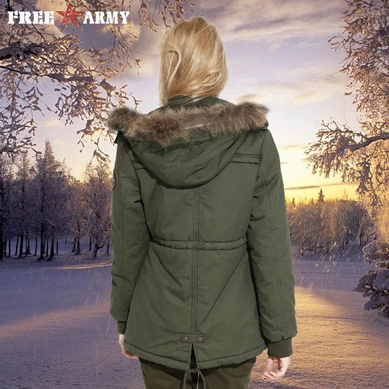 Женская одежда зимняя стеганая куртка парка женский меховой воротник толстое