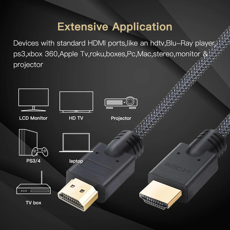 Lungfish длинный HDMI кабель 5 м 7 10 15 20 1080 P 3D для сплиттера переключатель PS4 светодиодный