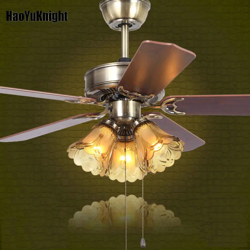 Ceiling Fans Restaurant Continental Creative Fan Leaf fan Light Living Room 42-Inch LED 220-Watt And 120-Watt Lights | Лампы и