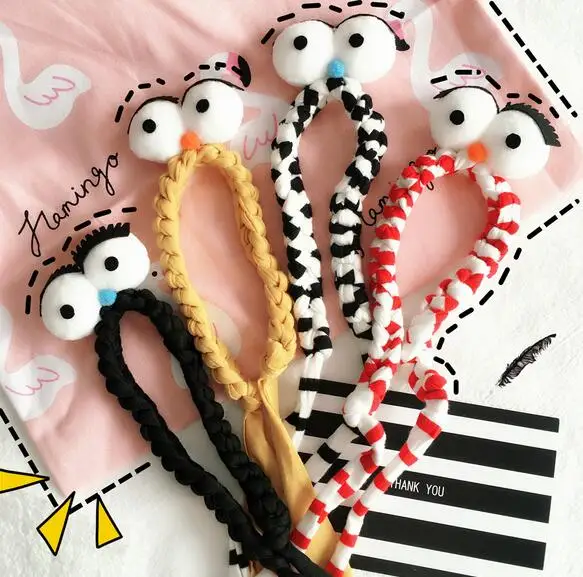 Korean kids small fresh elastic hair bands fashion girl ribbon cute big eyes cartoon print accessories | Детская одежда и обувь