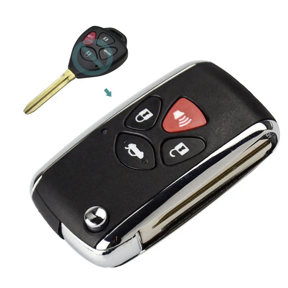 4BT TOY43 OkeyTech 2/3/4 кнопки модифицированный складной флип-чехол для автомобильного ключа для Защитные чехлы для сидений, сшитые специально для Toyota Corolla Camry RAV4 Prado Yaris Venza авто ключ крышка TOY43 - Количество кнопок: 4BT TOY43