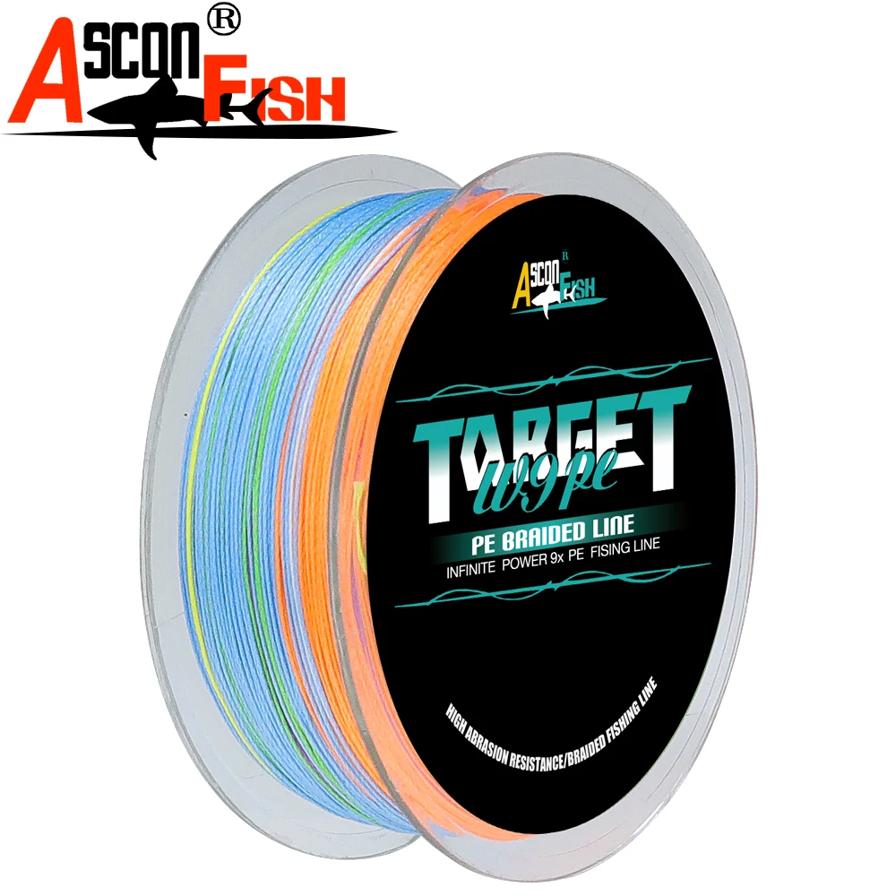 Ascon Fish, 9 прядей, 300 м, плетеная леска для ловли карпа, 9 прядей, многонитевая леска, 15-310LB, веревка