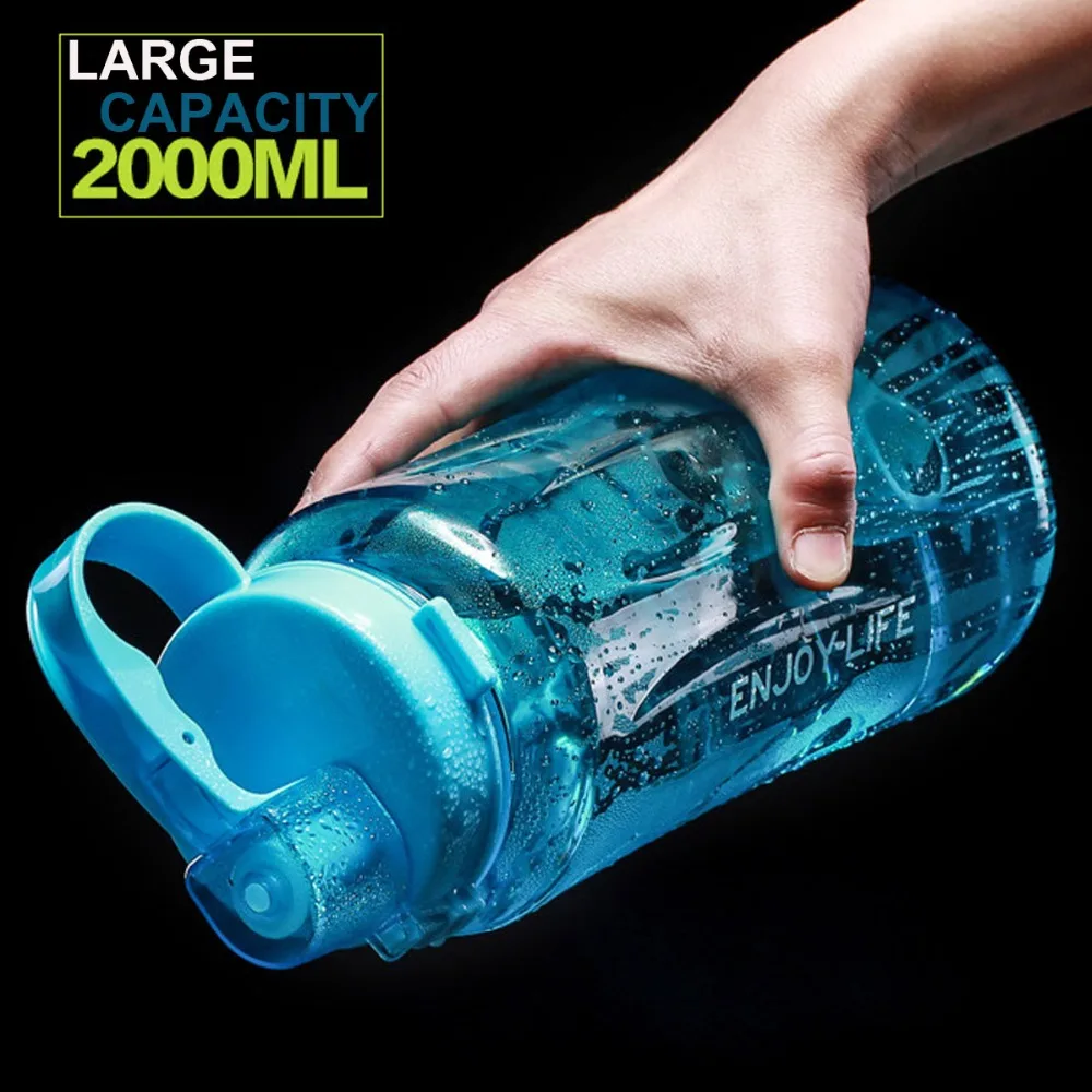 Большая емкость enjoy life1000ml/2000ml герметичный дизайн спортивная пластиковая бутылка
