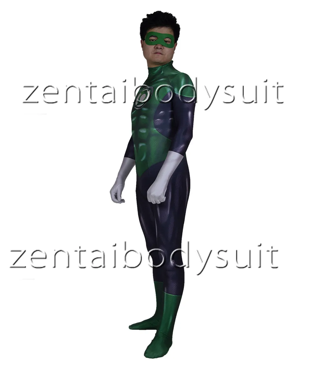 3D печать Косплей Moive спандекс кожа Zentai боди супергерой Зеленый Фонарь Бесплатная