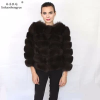 linhaoshengyue real fur fox fur women fashion short coat freeshipping