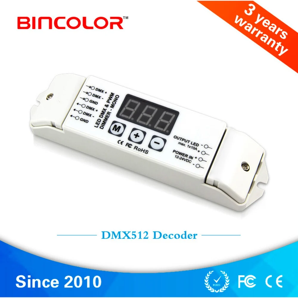 DMX512/1990 декодер постоянного напряжения Выходной 10 А * 1 канал PWM DMX Одноцветный