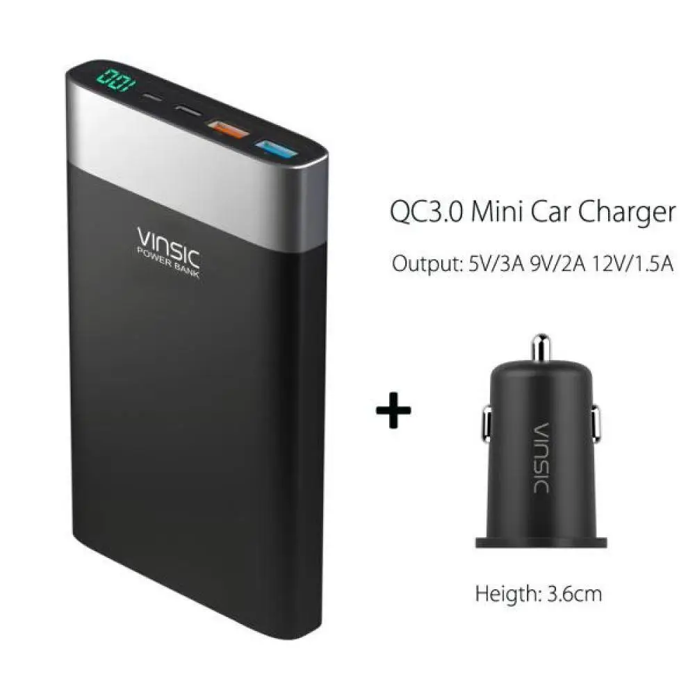 Vinsic 20000 mAh power Bank Быстрая зарядка 3,0 двухсторонняя Быстрая зарядка type-C двойное зарядное устройство USB для i Phone X 8 8 Plus MI
