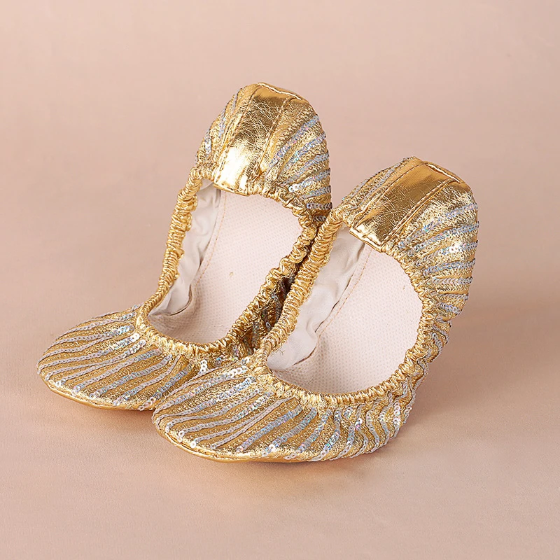 Оптовая продажа женские принадлежности для танца живота Золотые балетки из