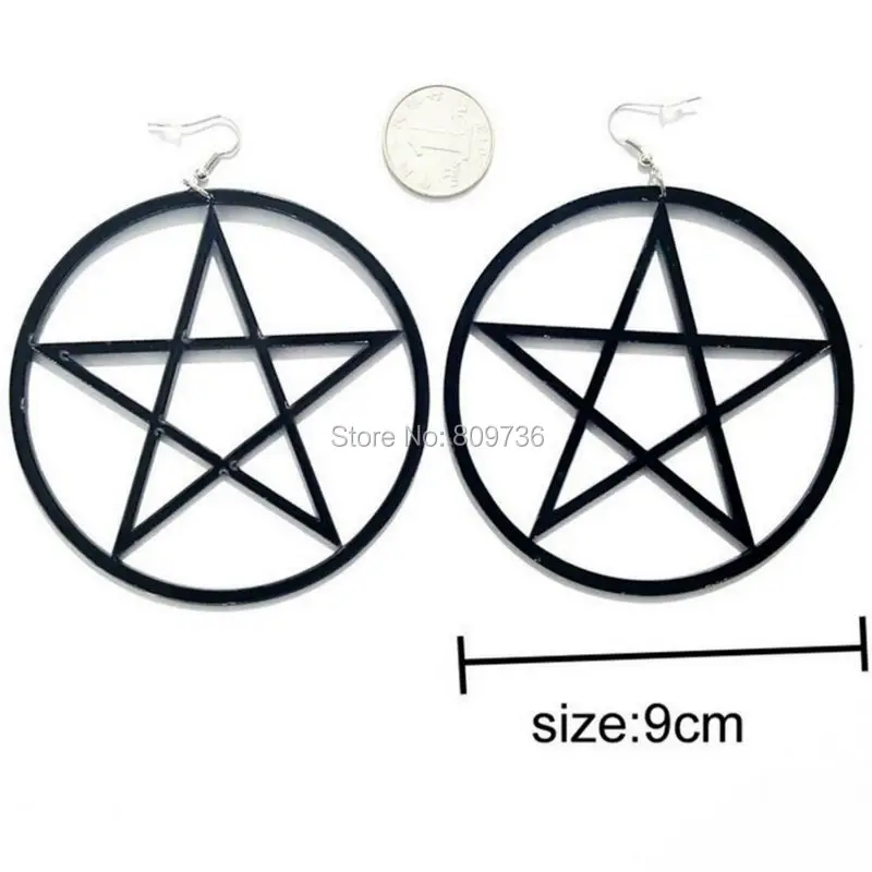 Женские серьги в виде большой звезды готические пентаграммы уникальный дизайн