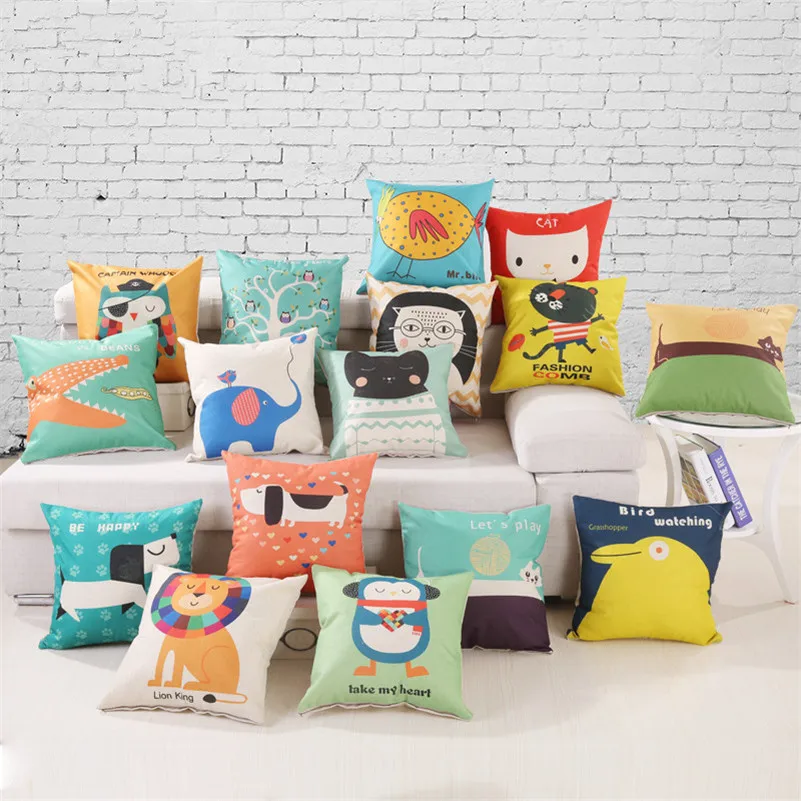 1 шт. декоративная хлопковая подушка для дивана с мультяшным принтом|cotton cushion|cushion