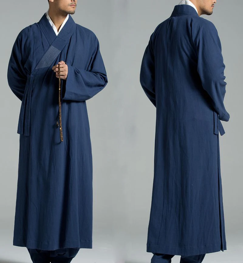 unisex Summer&ampSpring top quality cotton&amplinen zen lay robe uniforms shaolin kung fu suits meditation Buddhist monk clothing blue | Спорт