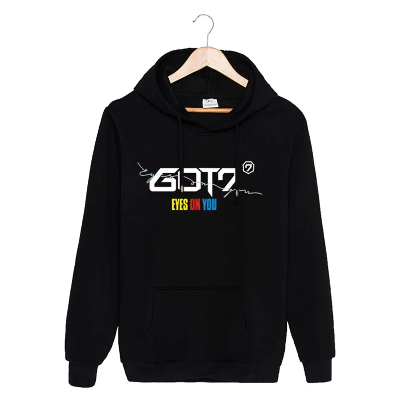 KPOP/Корейская мода GOT7 новые хлопковые толстовки с капюшоном и надписью глаза на