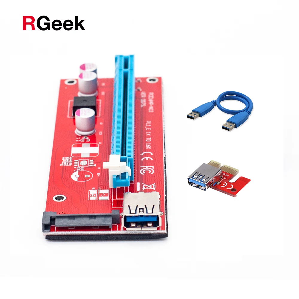 райзер для видеокарты pci e 16x майнинга 60 см PCI E PCIe Express X16 удлинитель USB Райзер карта