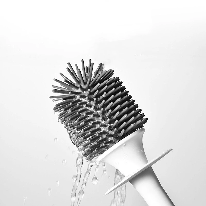 Toilet Brush with Wall Mounted Base Soft TPR Bristle Modern Design Self Draining Bathroom Bowl Drain WC Cleaning Kit Set | Обустройство