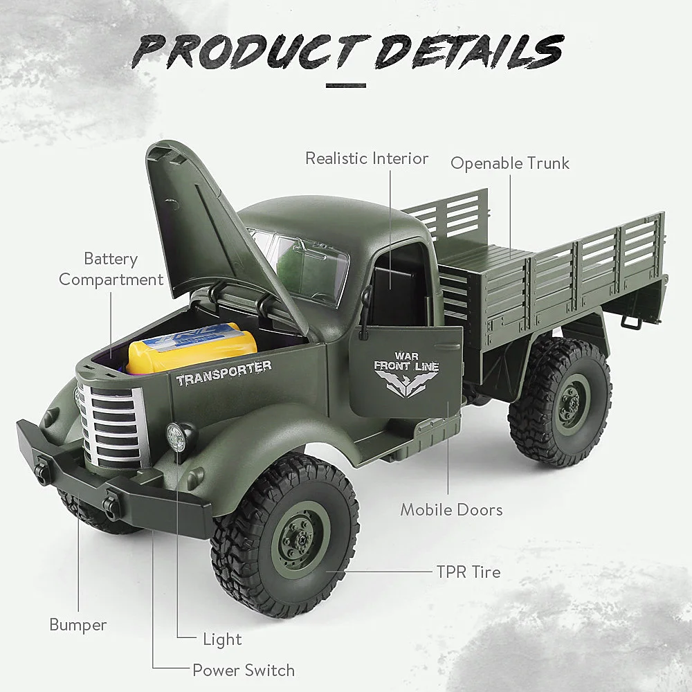 JJR/C Q61 крутой Радиоуправляемый автомобиль 1/16 2 4G 4WD RC внедорожный милитари