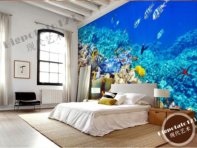 Пользовательские 3D большие фрески красивый сон красочные глубоководные рыбы