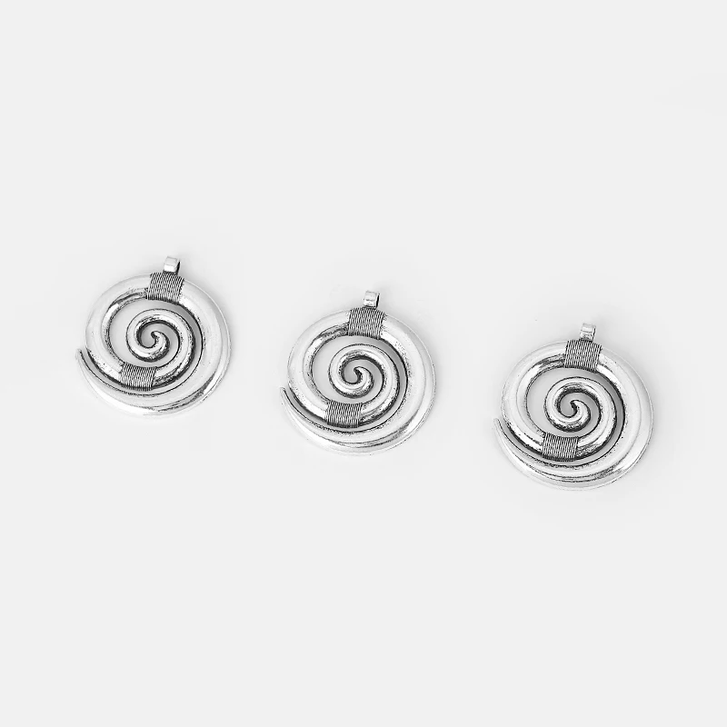 

3pcs Large Round Sprial Swirl Pendants for DIY Jewelry Making Findings 43*51mm