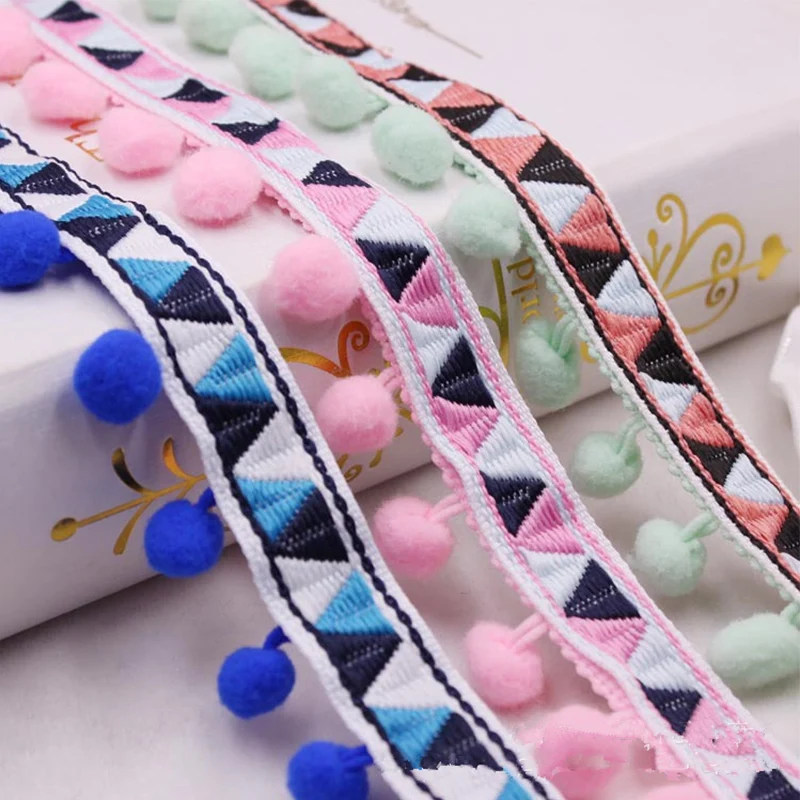 1 ярд помпон отделка Кружева Ткань Швейные аксессуары помпоны кисточкой мяч