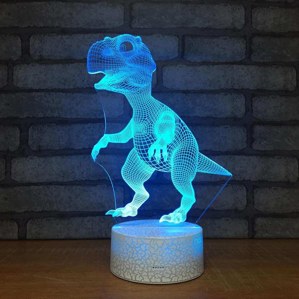 Коростель белое основание динозавр 3D лампа 7 цветов взрыв СВЕТОДИОДНЫЙ ночник