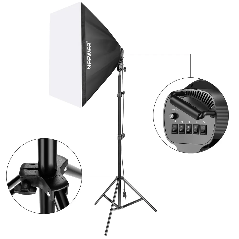 Софтбокс Neewer 1000 Вт для фотостудии светильник ing Kit: подставка лампа держатель на 5