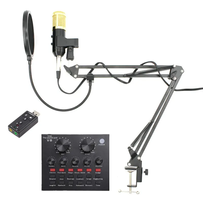 Full set BM 900 Mikrofon набор профессиональный конденсаторный USB микрофон для компьютера BM 800 обновленная аудио студия вокальная запись KTV - Цвет: Full set