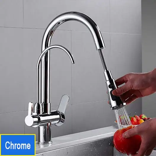 Кухонные смесители torneira para cozinha de parede кран для кухни фильтр для воды кран Три способа раковина смеситель кухонный кран - Цвет: chrome