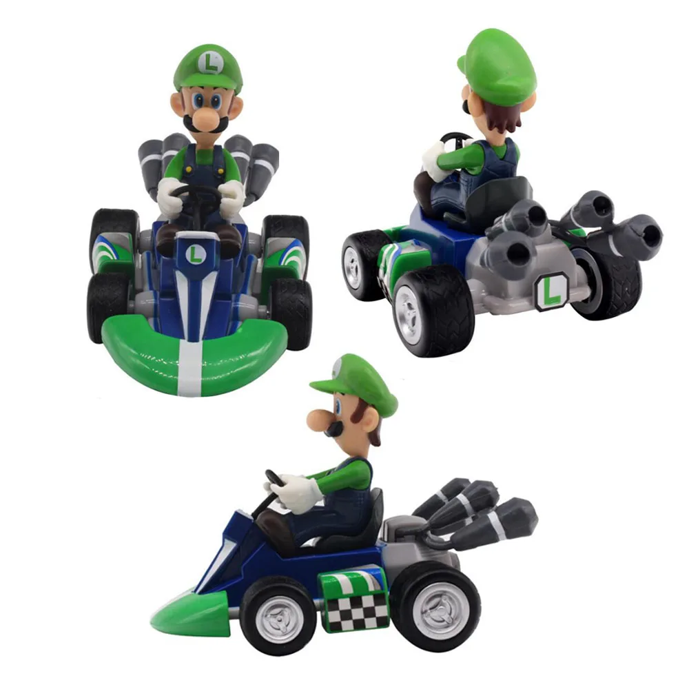 Super Mario Bros Figures Toy Pull Back Car Motorcycl 6 шт./компл. новые милые 2 3 &quotМини картинг е ПВХ