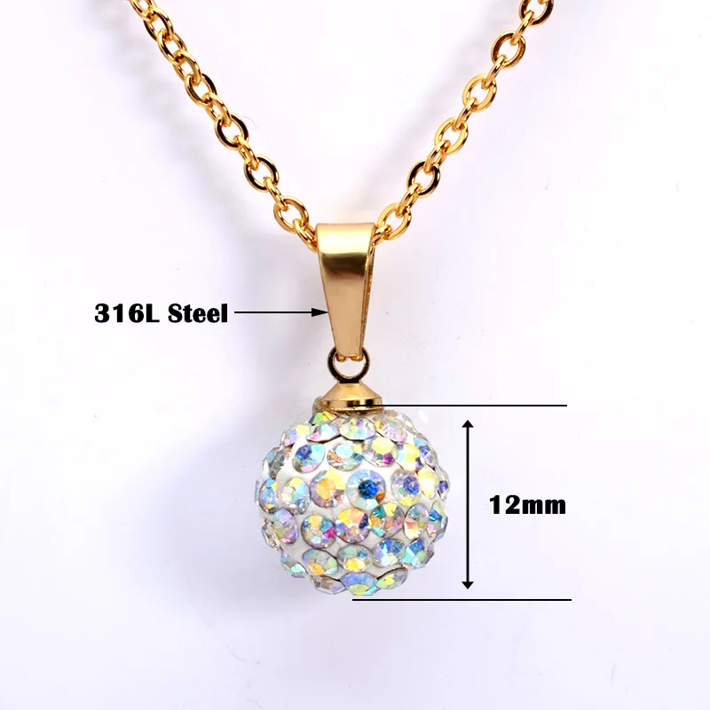 FairLadyHood Women Stainless Steel Jewelry Sets With Zircon Ball Earrings Necklace For Sweater Chain | Украшения и аксессуары