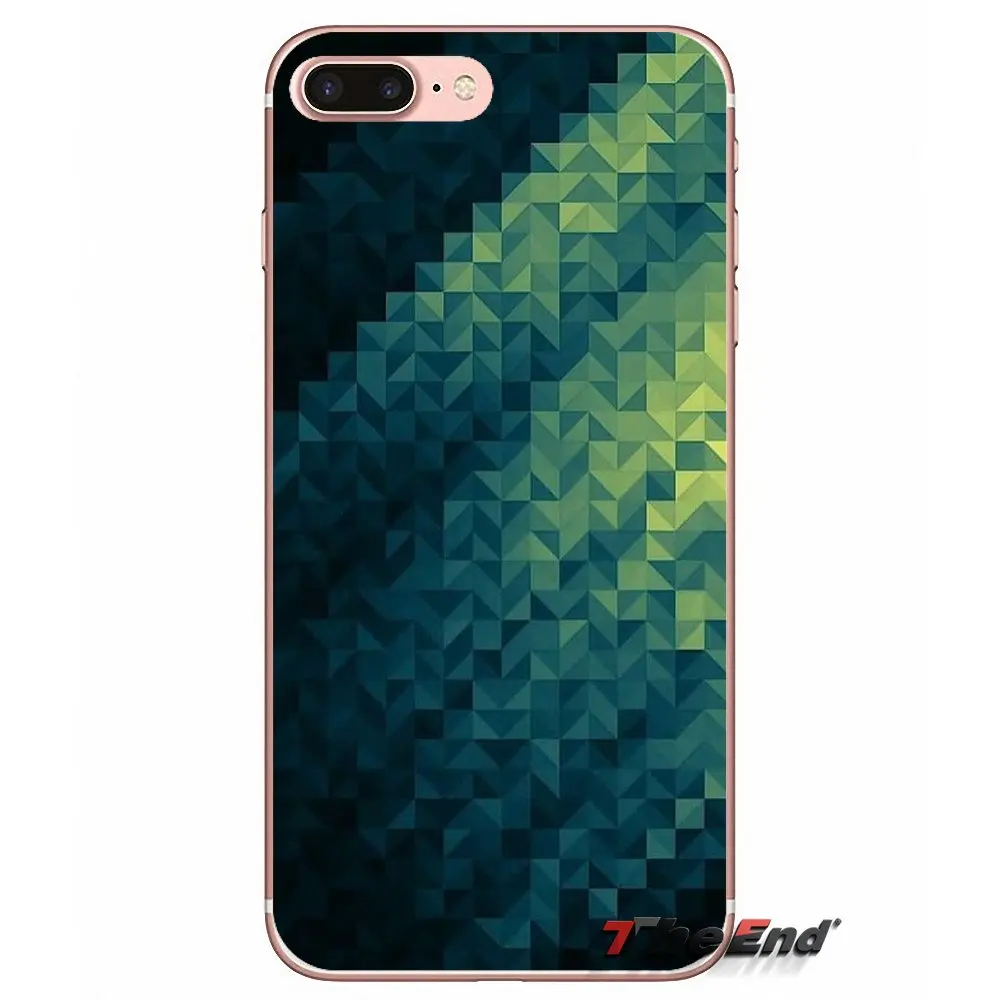 Синий зеленый геометрический художественный Мягкий ТПУ чехол для iPhone X 4 4S 5 5S 5C SE 6