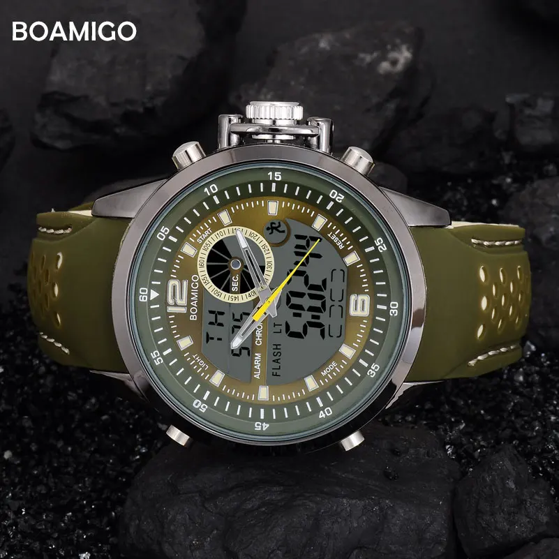 Мужские спортивные часы марки BOAMIGO кварцевые светодиодные аналогово-Цифровые 30M