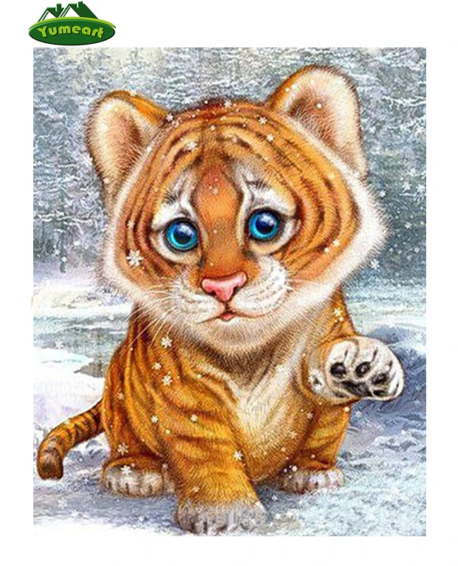 Diy 3D Diamond Embroidery Home Decor Rhinestones Picture Painting Mosaic Full Square Drill Wall Paint Snow Tiger | Дом и сад