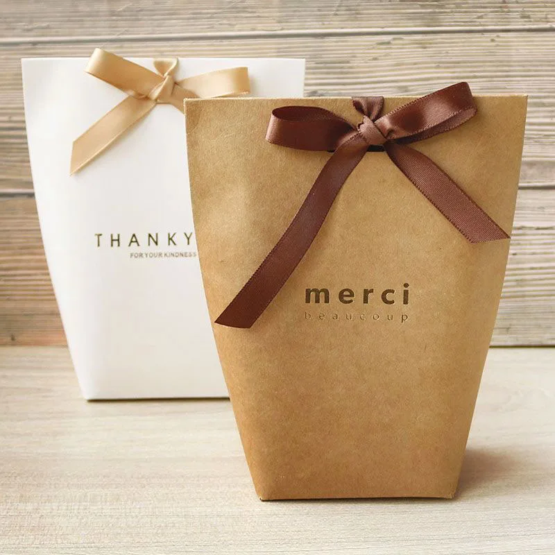 Черная белая Бронзированная конфетная сумка класса Merci 5 шт. французская