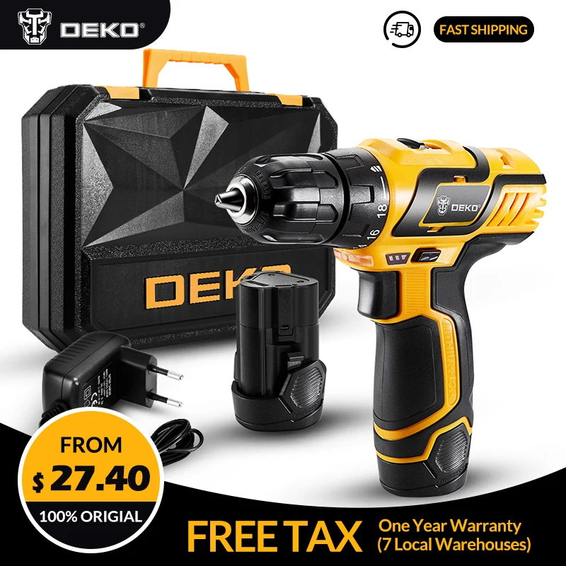 Аккумуляторная дрель DEKO GCD10.8DU3 10 8 В литий ионный аккумулятор|Электрические