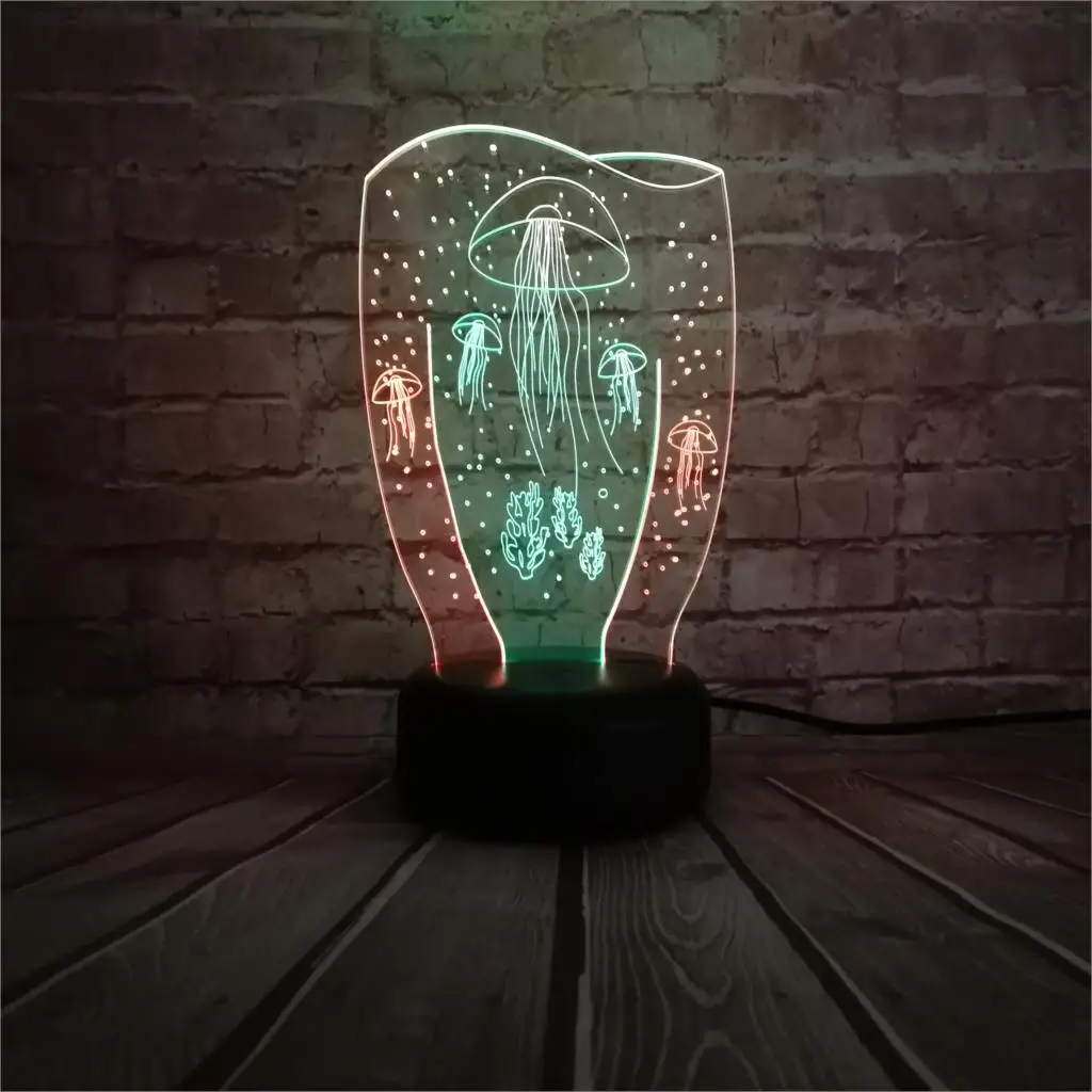 Luminaria красочный Медузы 3D Vision Ночной светильник Настольная лампа 7 цветов меняющийся ребенок день рождения праздник Вечеринка атмосфера подарки