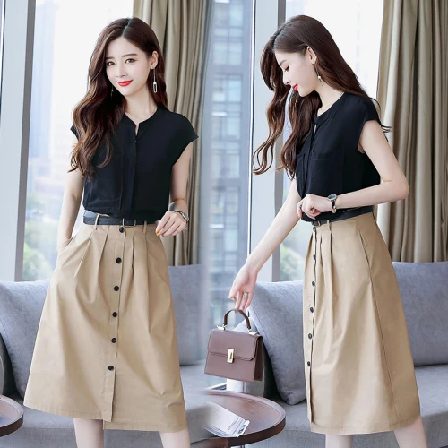 Женский офисный комплект из двух предметов модная однобортная черная блузка с