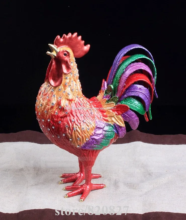 Большие стразы металлическая шкатулка для курицы огромный оловянный петух