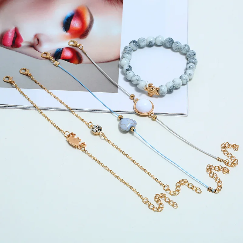 5 шт./компл. сердце черепаха Карта Сердце буквы любовь Songhua камень бусы цепочка