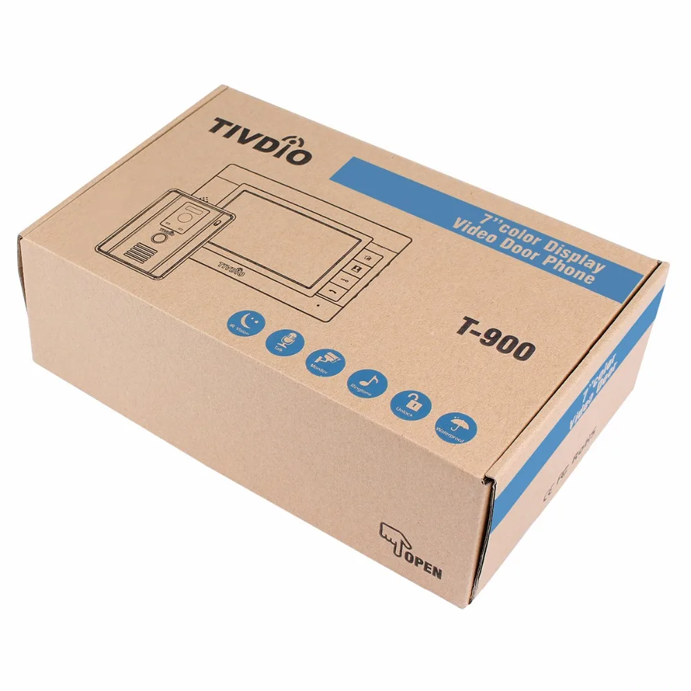 Видеодомофон TIVDIO 7 дюймовый цветной видеодомофон ИК камера дверной звонок для