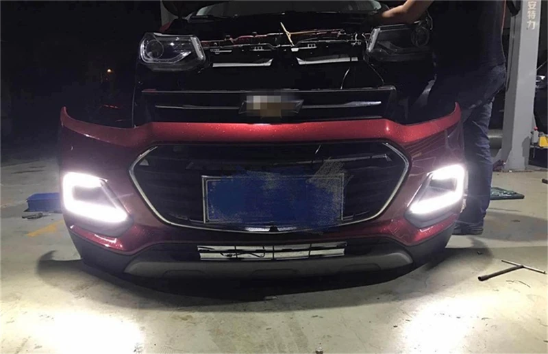 Автомобильный мигающий для Шевроле Тракс светодиодный DRL для вождения, дневной ходовой светильник, релейный желтый указатель поворота, Дневной светильник