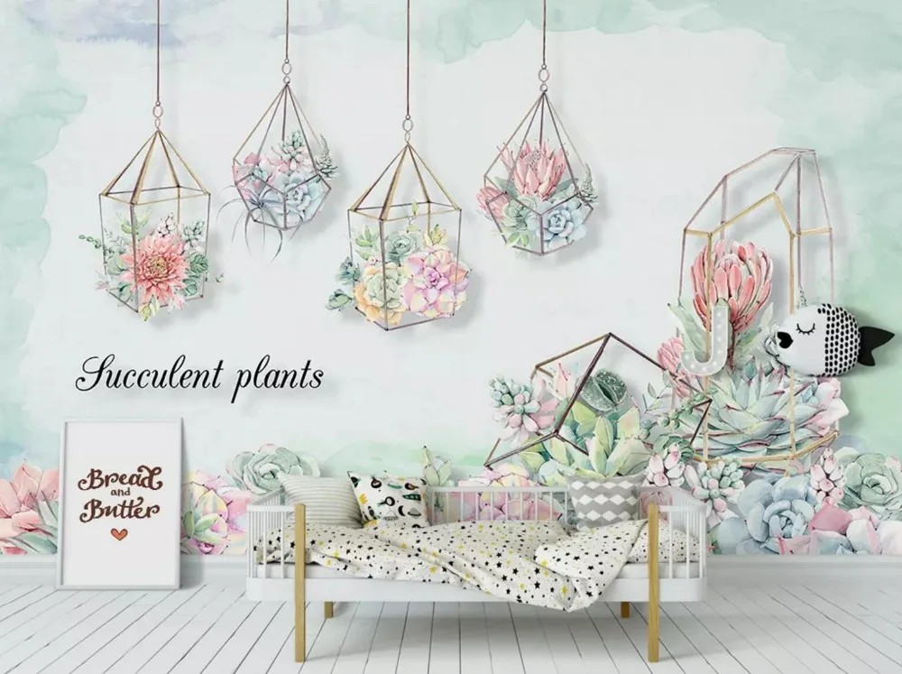 

[Self-Adhesive] 3D Succulent Plant Pendant 22 Wall Paper mural Wall Print Decal Wall Murals