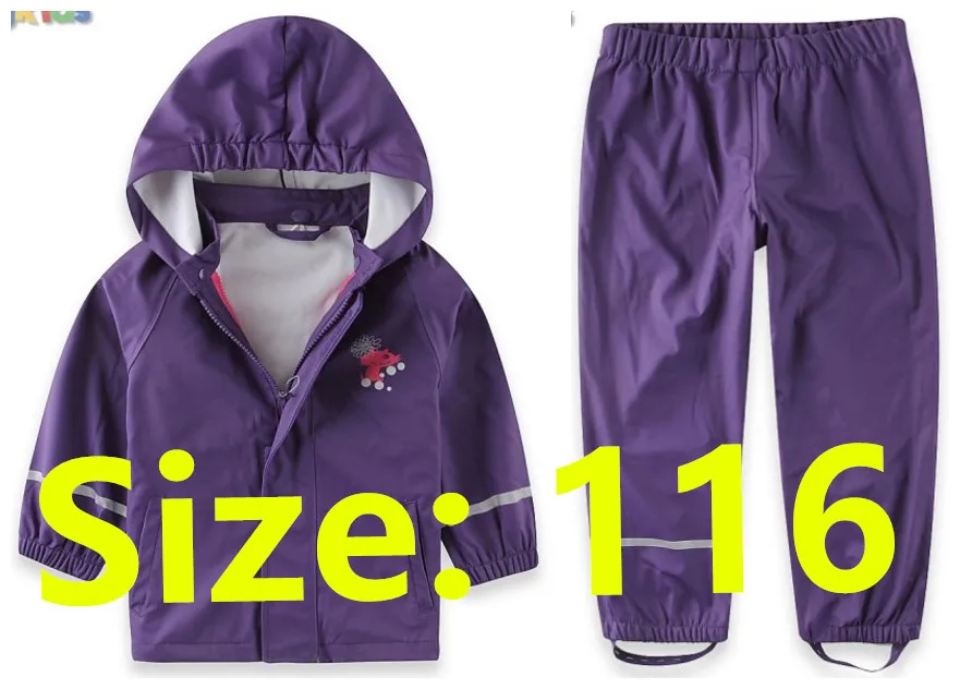 Purple flat angle116 Г. Ограниченное предложение, Новая ветровка для мальчиков и девочек водонепроницаемый дождевик костюм русская детская весенне-осенняя куртка плащ, одежда и штаны - Цвет: Purple flat angle116