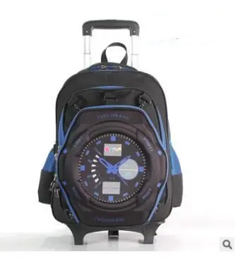 3d Детский дорожный багажный рюкзак на колесиках для мальчиков школьный с
