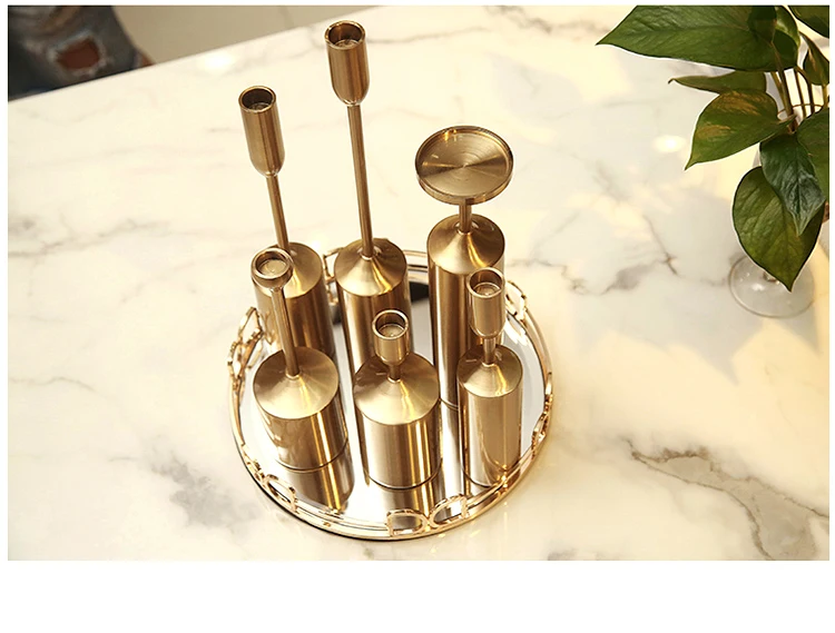 Блестящие металлические подсвечники бронзового цвета для вечеринки подсвечник