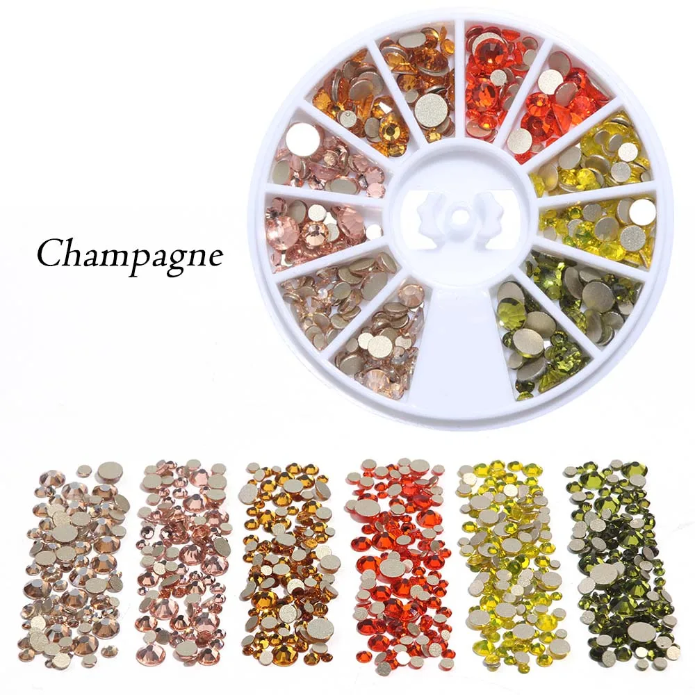 Champagne 1 колесо разноцветные Стразы для ногтей смешанной формы радужные кристаллы AB с плоской задней частью драгоценные камни стразы для украшения ногтей BE758 - Цвет: Champagne